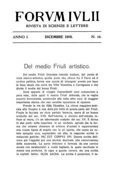 Forum Julii rivista di scienze e lettere