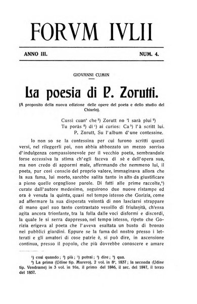 Forum Julii rivista di scienze e lettere