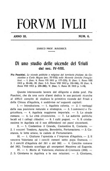 Forum Julii rivista di scienze e lettere