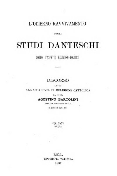 Accademia di religione cattolica dissertazioni lette negli anni 1879-1892