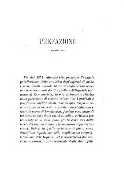 Statistica medico-chirurgica degl'infermi curati con le acque termo-minerali di Gorgitello nell'Ospizio del Pio Monte della Misericordia in Casamicciola nella state dell'anno..