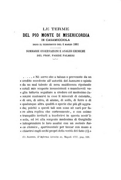 Statistica medico-chirurgica degl'infermi curati con le acque termo-minerali di Gorgitello nell'Ospizio del Pio Monte della Misericordia in Casamicciola nella state dell'anno..