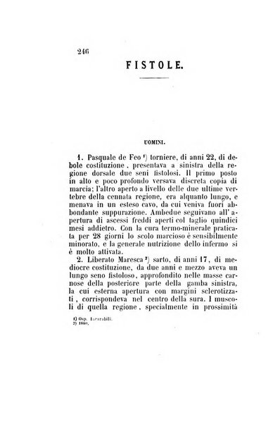 Statistica medico-chirurgica degl'infermi curati con le acque termo-minerali di Gorgitello nell'Ospizio del Pio Monte della Misericordia in Casamicciola nella state dell'anno..