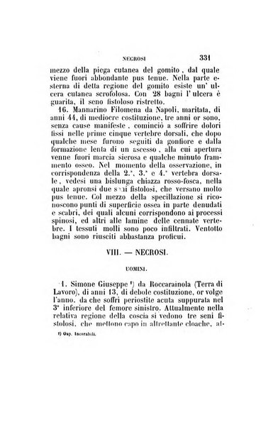 Statistica medico-chirurgica degl'infermi curati con le acque termo-minerali di Gorgitello nell'Ospizio del Pio Monte della Misericordia in Casamicciola nella state dell'anno..