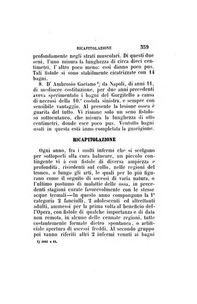 Statistica medico-chirurgica degl'infermi curati con le acque termo-minerali di Gorgitello nell'Ospizio del Pio Monte della Misericordia in Casamicciola nella state dell'anno..