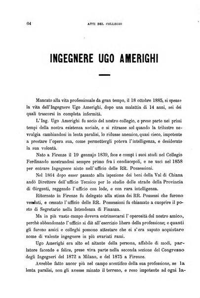 Atti del Collegio Toscano degli ingegneri ed architetti in Firenze, anni..