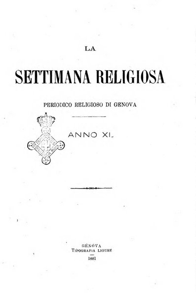 La settimana religiosa periodico religioso di Genova