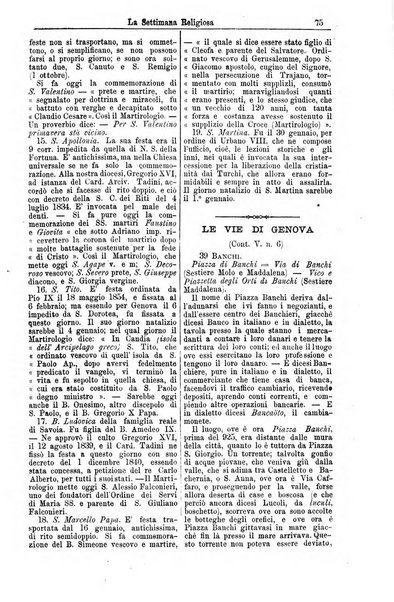 La settimana religiosa periodico religioso di Genova