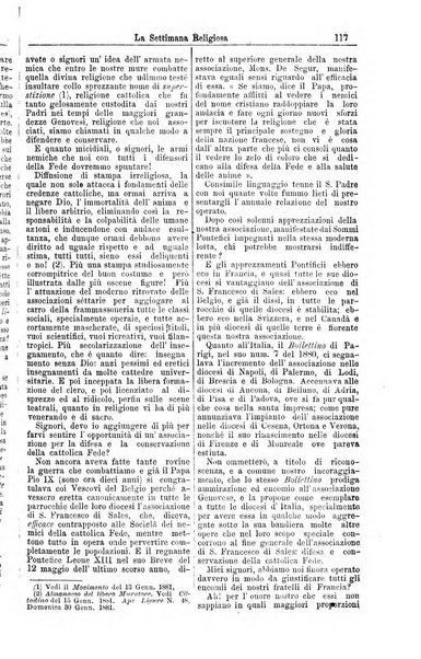 La settimana religiosa periodico religioso di Genova