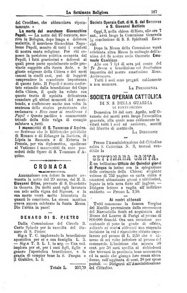 La settimana religiosa periodico religioso di Genova