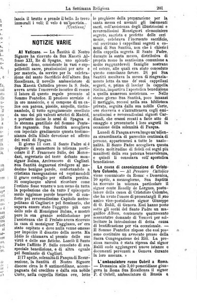 La settimana religiosa periodico religioso di Genova