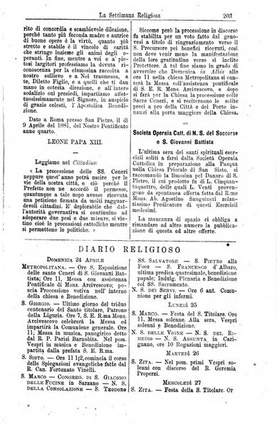 La settimana religiosa periodico religioso di Genova