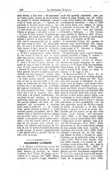 La settimana religiosa periodico religioso di Genova