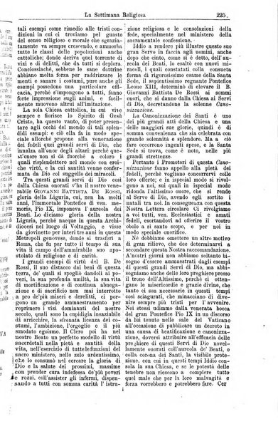 La settimana religiosa periodico religioso di Genova