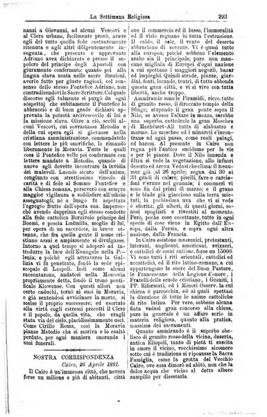 La settimana religiosa periodico religioso di Genova