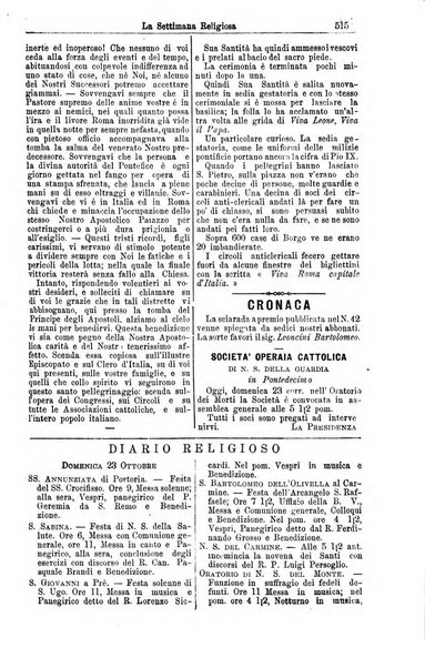 La settimana religiosa periodico religioso di Genova