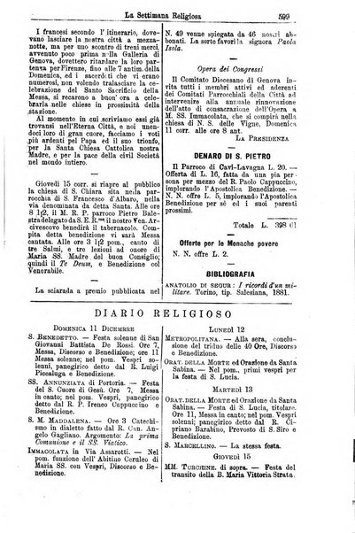 La settimana religiosa periodico religioso di Genova