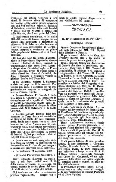 La settimana religiosa periodico religioso di Genova