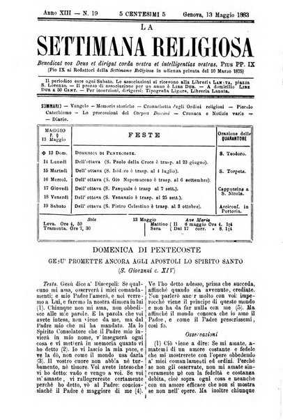 La settimana religiosa periodico religioso di Genova