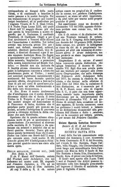 La settimana religiosa periodico religioso di Genova