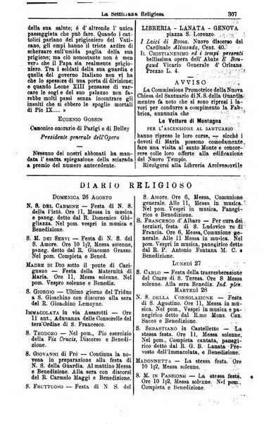 La settimana religiosa periodico religioso di Genova