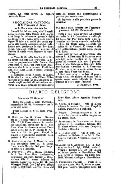 La settimana religiosa periodico religioso di Genova