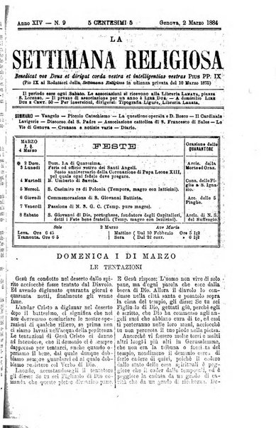 La settimana religiosa periodico religioso di Genova