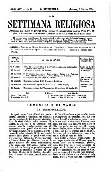 La settimana religiosa periodico religioso di Genova