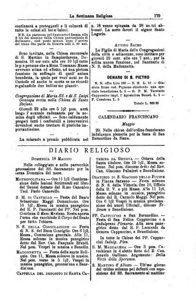 La settimana religiosa periodico religioso di Genova