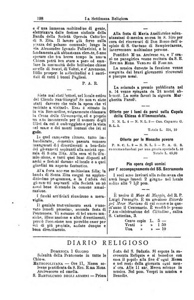 La settimana religiosa periodico religioso di Genova