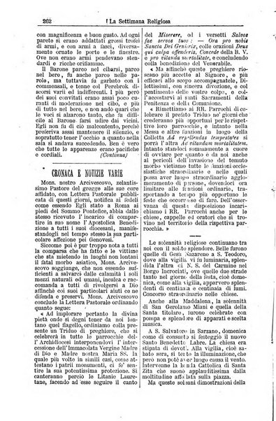 La settimana religiosa periodico religioso di Genova