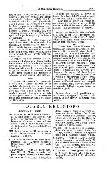 La settimana religiosa periodico religioso di Genova