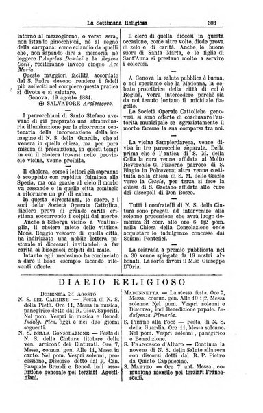 La settimana religiosa periodico religioso di Genova