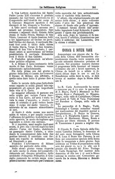 La settimana religiosa periodico religioso di Genova