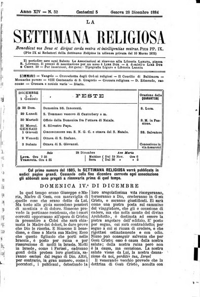 La settimana religiosa periodico religioso di Genova