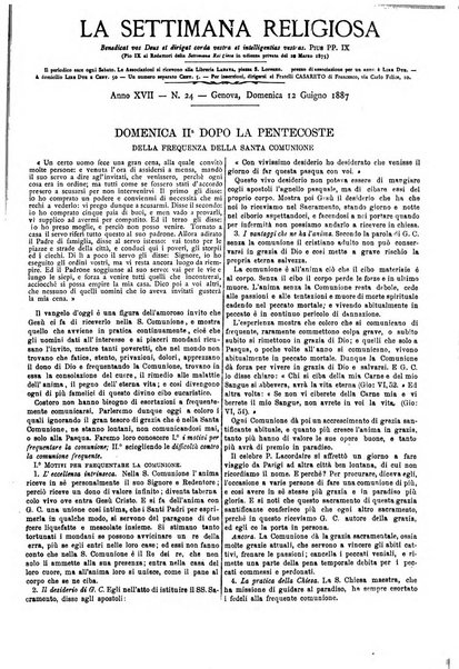 La settimana religiosa periodico religioso di Genova