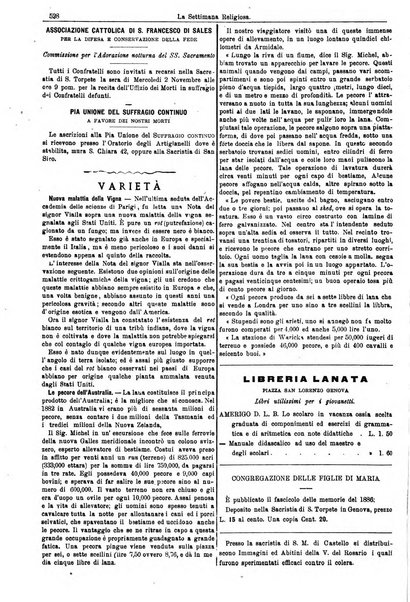 La settimana religiosa periodico religioso di Genova