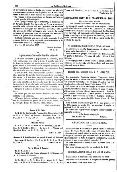 La settimana religiosa periodico religioso di Genova