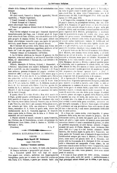 La settimana religiosa periodico religioso di Genova