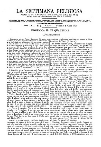 La settimana religiosa periodico religioso di Genova