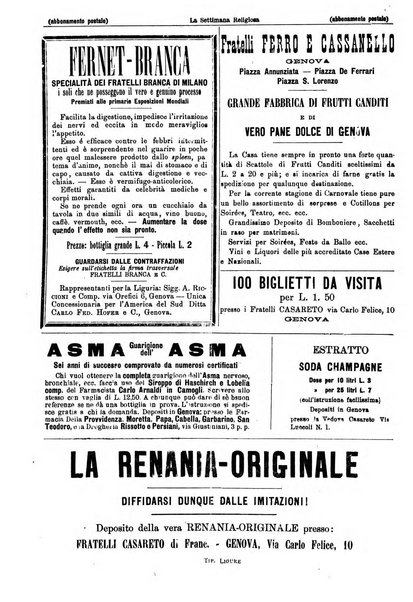 La settimana religiosa periodico religioso di Genova