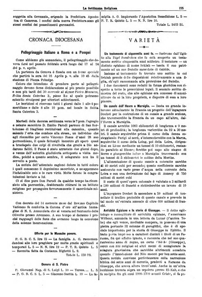 La settimana religiosa periodico religioso di Genova