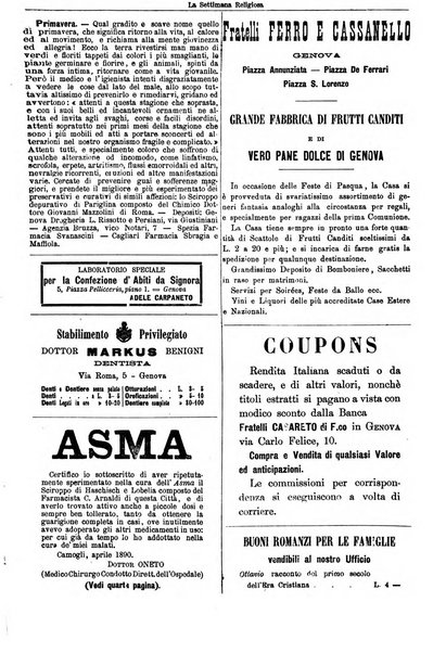 La settimana religiosa periodico religioso di Genova