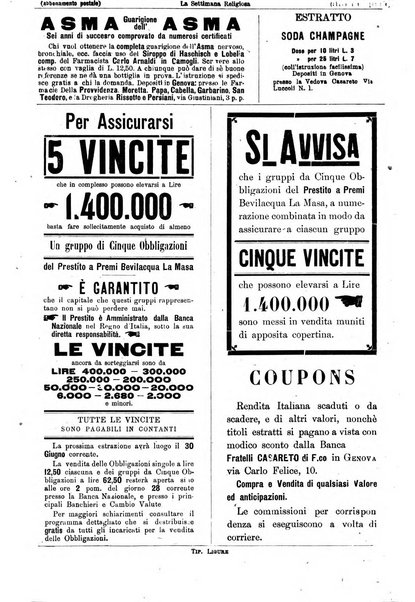 La settimana religiosa periodico religioso di Genova