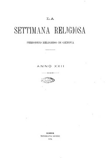 La settimana religiosa periodico religioso di Genova