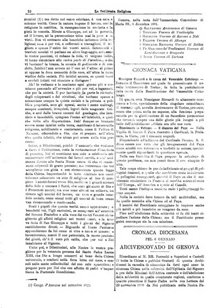 La settimana religiosa periodico religioso di Genova