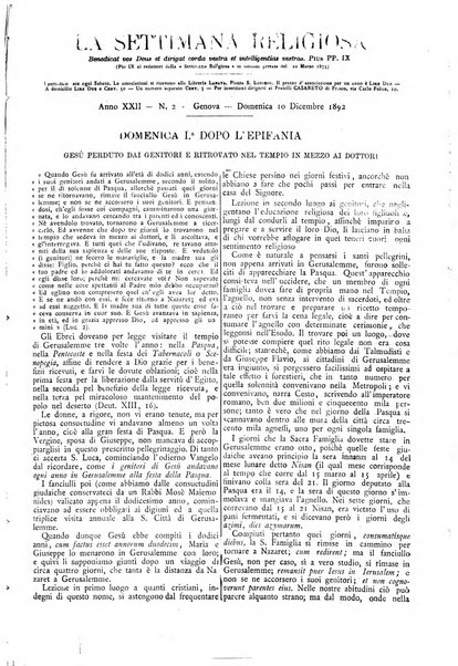 La settimana religiosa periodico religioso di Genova