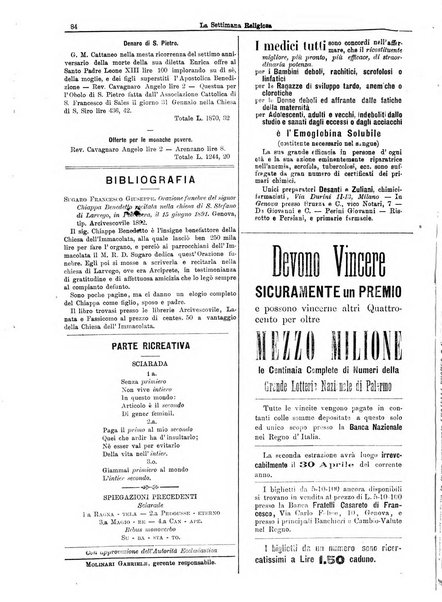 La settimana religiosa periodico religioso di Genova