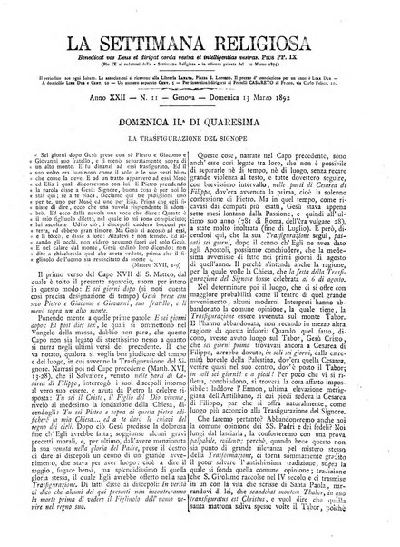 La settimana religiosa periodico religioso di Genova