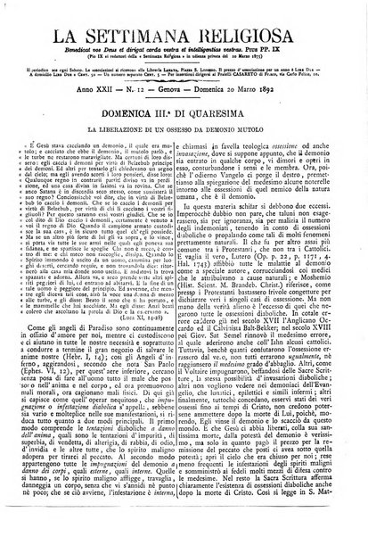 La settimana religiosa periodico religioso di Genova